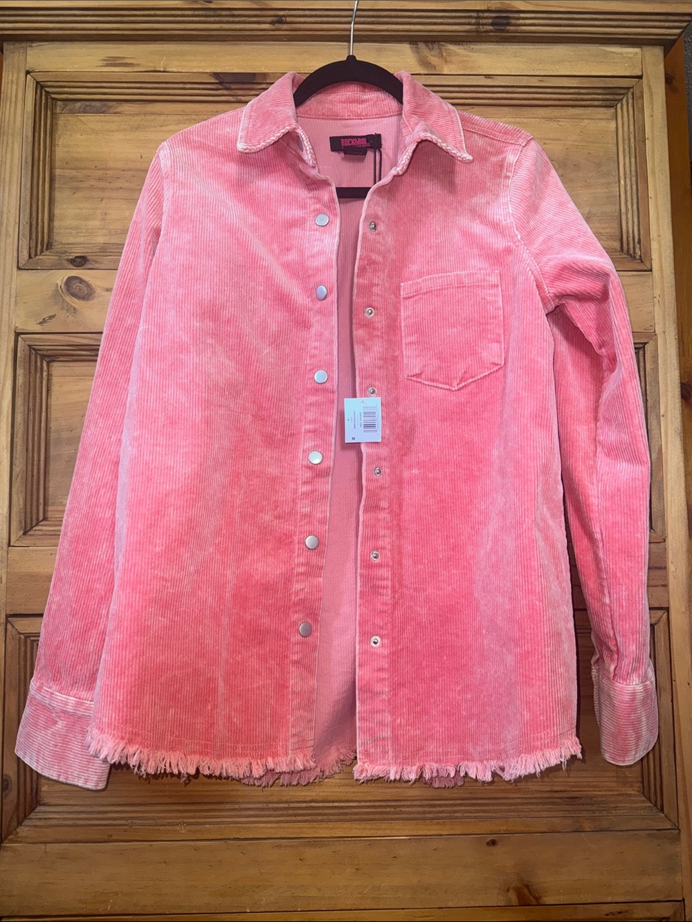 Rock&Roll Coral Corduroy Shacket Shirtl Snap Button Medium